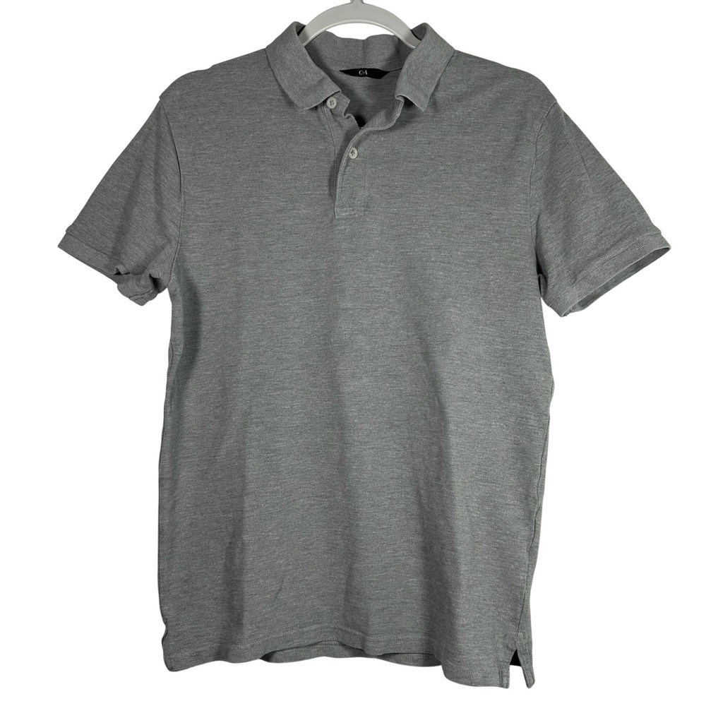 C&A Mens Short Sleeve Pique Polo Shirt‎ Grey Cotton Blend Size Medium